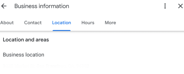google business profile: business location