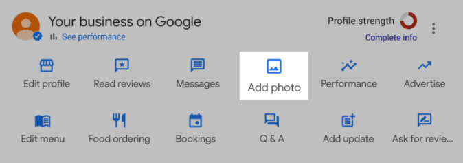 google business profile: add photo