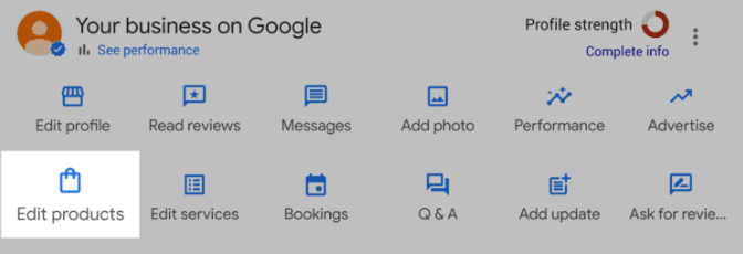 google business profile: add product and services