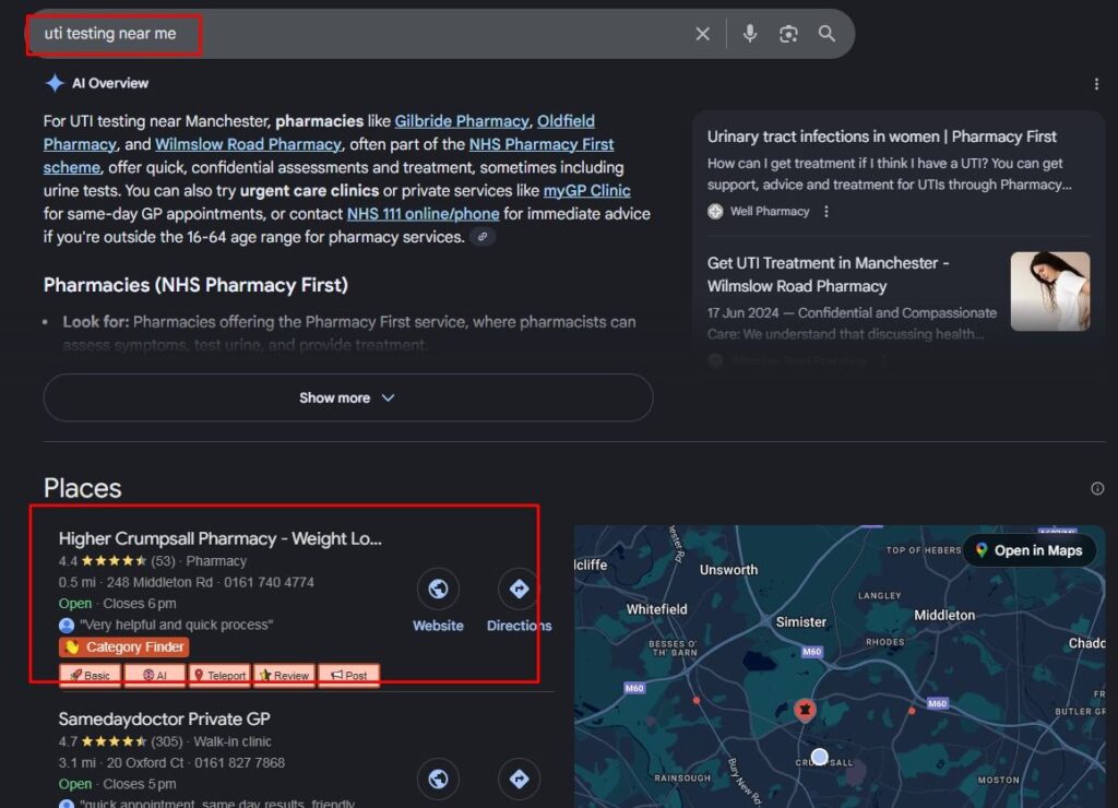 higher crumpsall pharmacy's map pack result