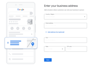 the image displays the setup screen of a google business profile