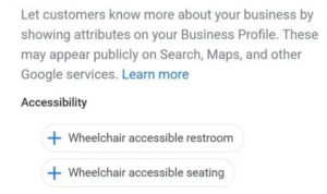 This image displays the attributes of Google Business Profile