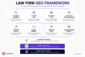 this infographic shows the law firm seo framework