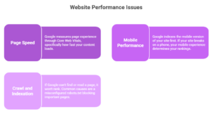 This shows the core technical issues of a website