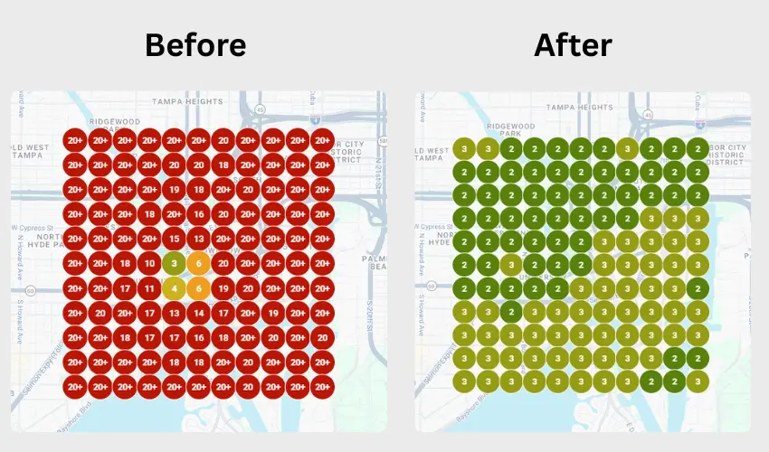 google maps ranking improvement of a chiropractor client of crazygraph