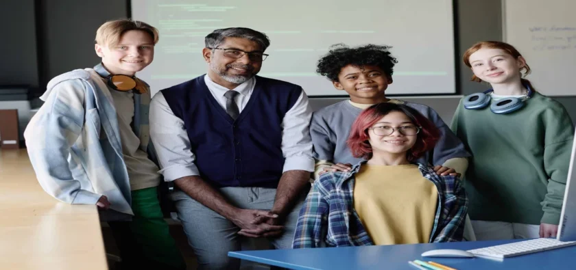 a teacher and some students of primus education